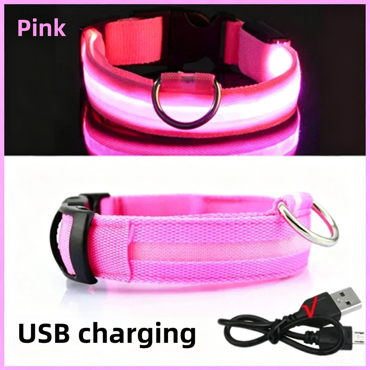 Adjustable USB Rechargeable LED Pet Safety Collar