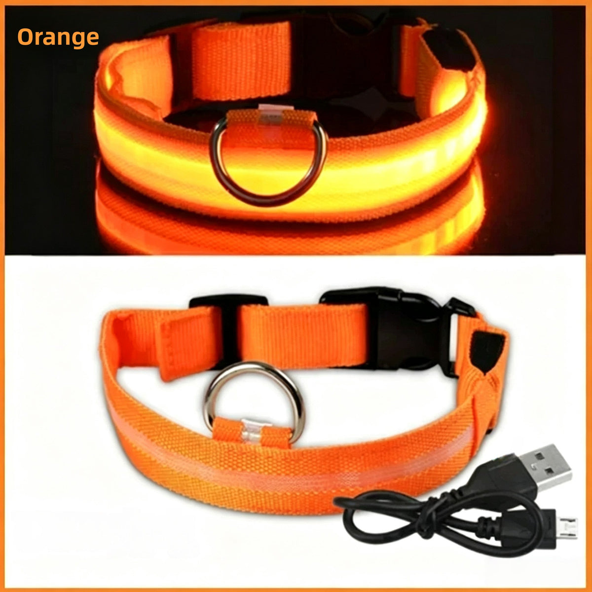Adjustable USB Rechargeable LED Pet Safety Collar