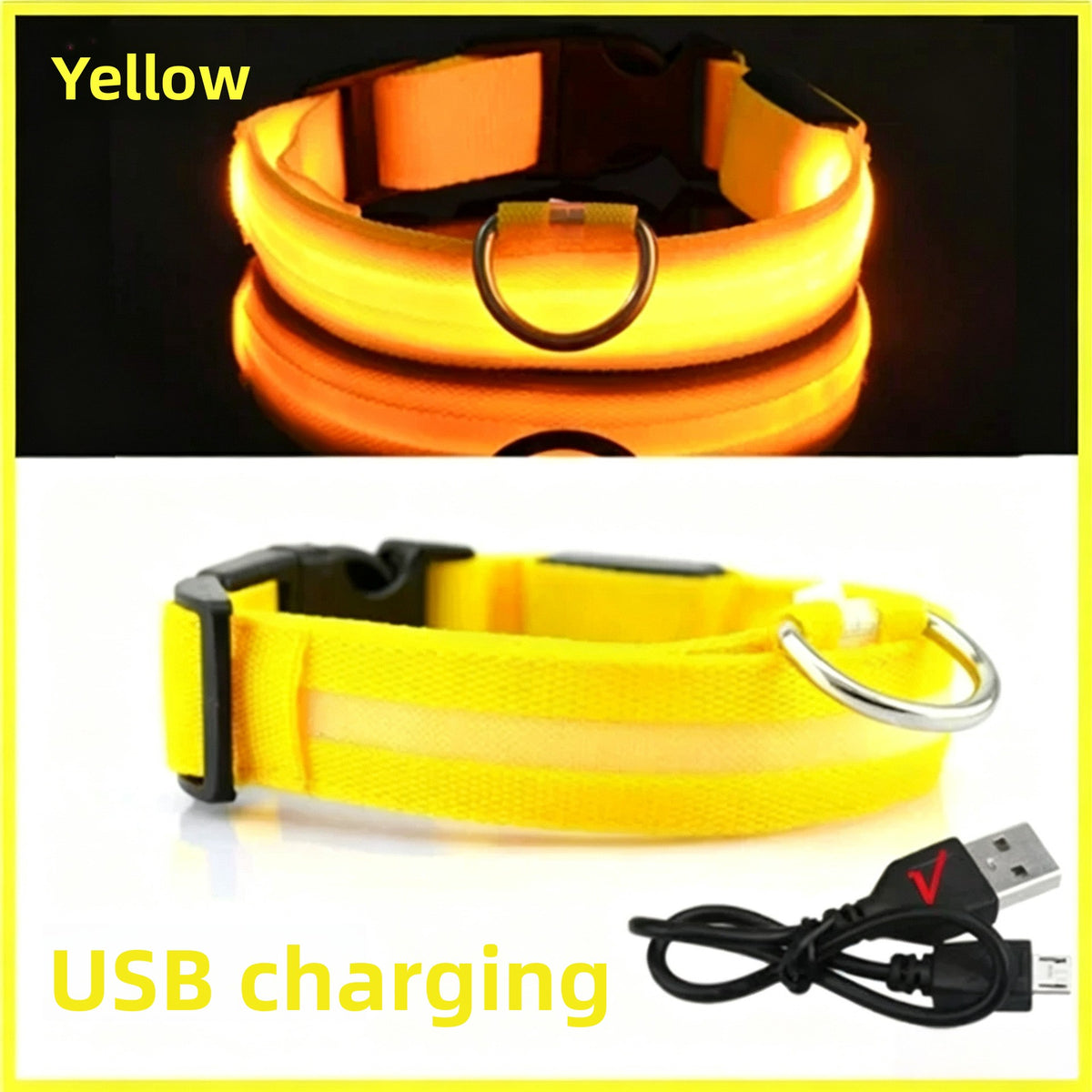 Adjustable USB Rechargeable LED Pet Safety Collar